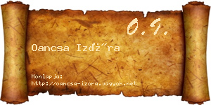 Oancsa Izóra névjegykártya